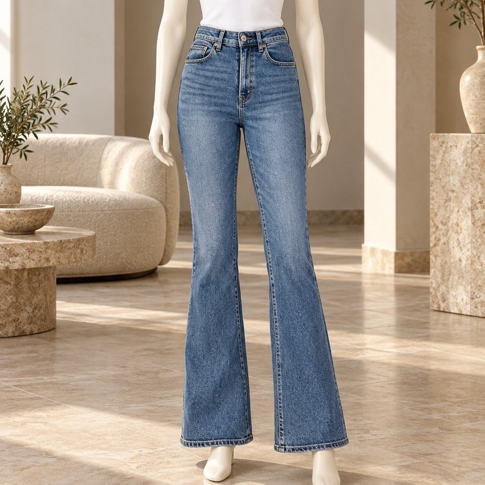 Abercrombie & Fitch Womens The Flare Ultra High Rise Blue Jeans Size 4 Regular